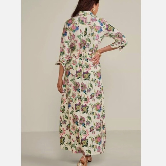 Soft Surroundings Jordan Linen Blend Shirt and Skirt Set in Cream Floral - Picture 2 of 12